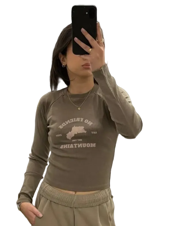 BROWN LONG SLEEVE WMNS TOP