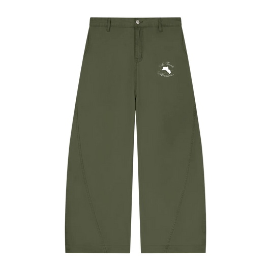 KHAKI WIDE LEG TROUSERS