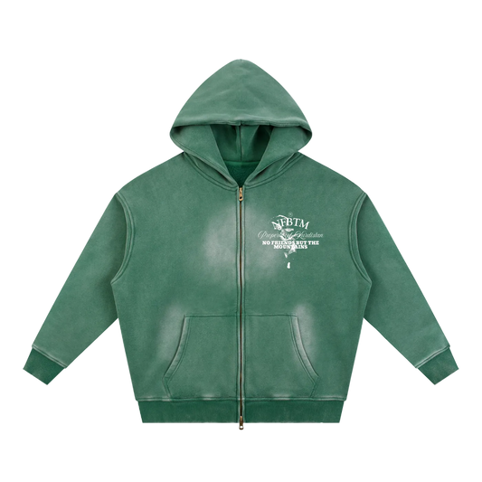 GREEN SUN FADED ZIPUP