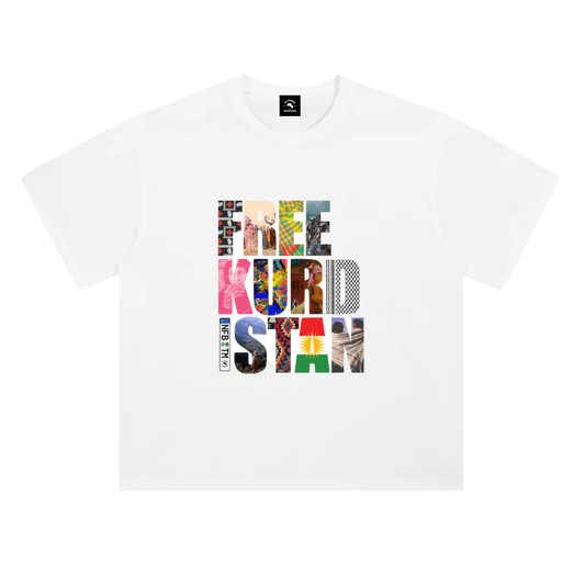 WHITE FREE KURDISTAN TEE