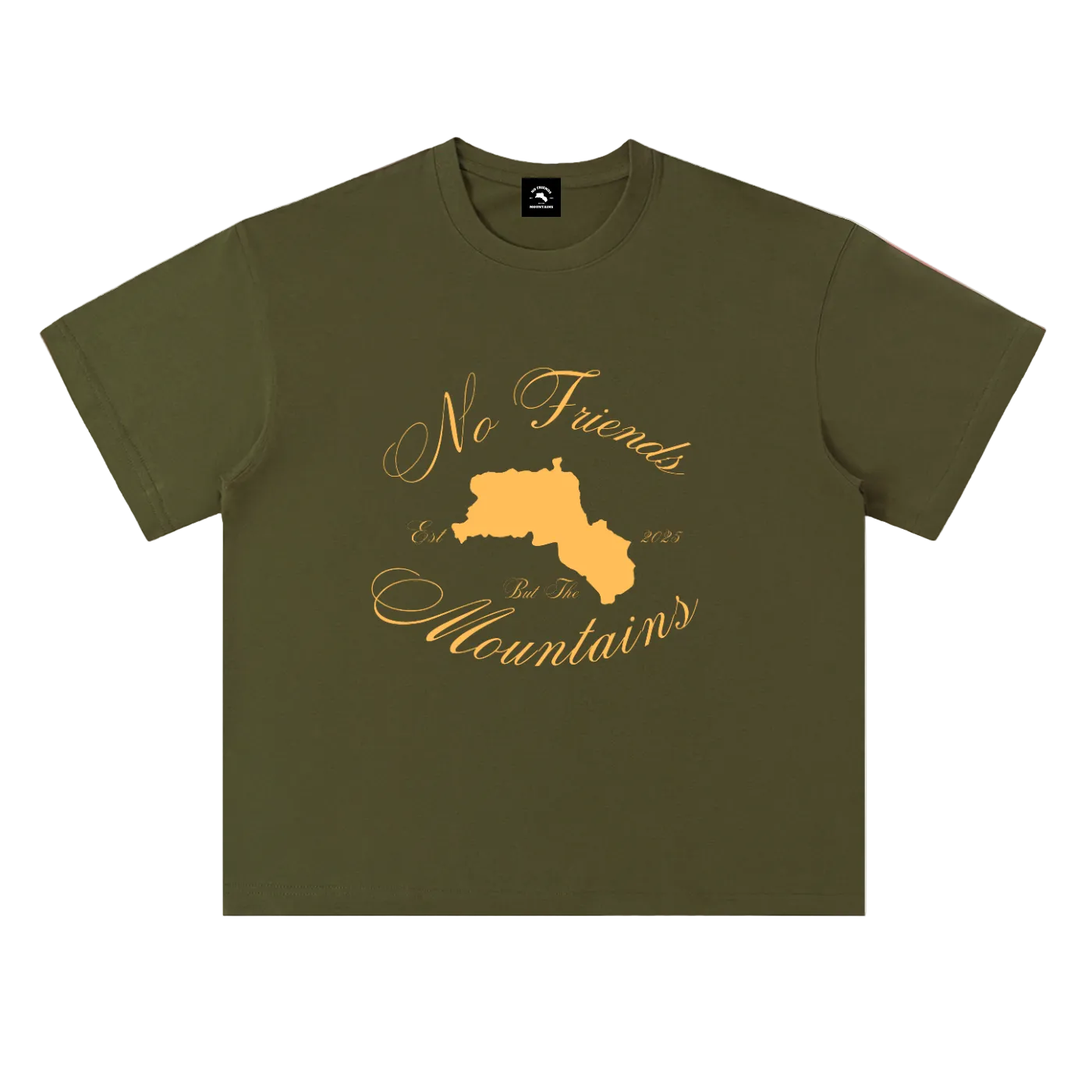 KHAKI GREEN CURSIVE TEE