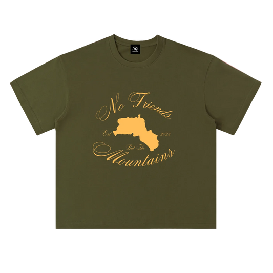KHAKI GREEN CURSIVE TEE