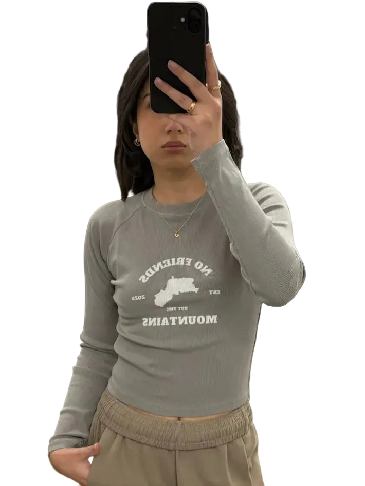 GREY LONG SLEEVE WMNS TOP